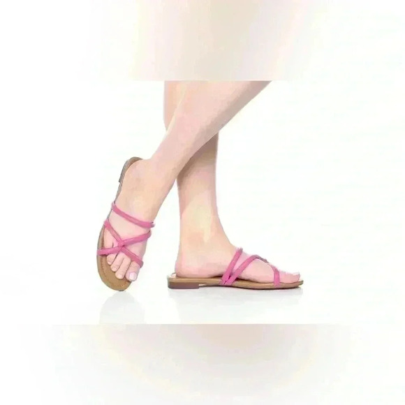 Madewell The Amel Leather Strappy Slip On Sandals Raspberry Frosting Women’s 10 - Picture 1 of 9